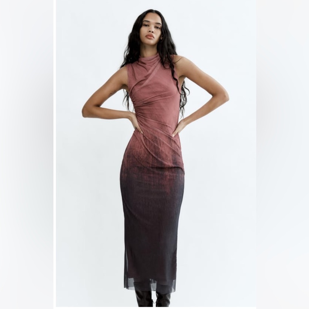 NWT Zara Print Dress with Tulle